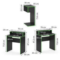 Gaming Tisch "Kron" Grün/Schwarz 170 X 60 Cm Vicco -Vicco m4201 03 ol