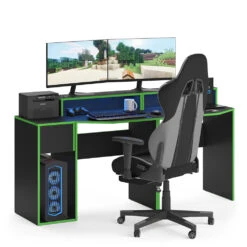 Gaming Tisch "Kron" Grün/Schwarz 170 X 60 Cm Vicco -Vicco m4201 07 ol
