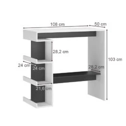 Bartisch "Dana" Weiß/Anthrazit 108 X 50 Cm Vicco -Vicco m4235 03 ol