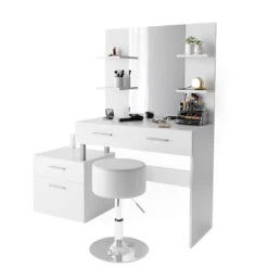 Schminktisch "Maria" Weiß 132 Cm Mit Hocker Vicco -Vicco m4262 hw 07 ol