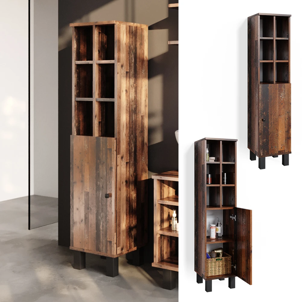 Midischrank "Fynn" Eiche Rustikal 30 X 130.6 Cm Große Tür Vicco 4 Midischrank "Fynn" Eiche Rustikal 30 X 130.6 Cm Große Tür Vicco – Bild 2