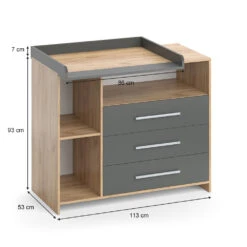 Wickelkommode "Oskar" Goldkraft Eiche/Anthrazit 113 X 100 Cm Vicco -Vicco m4326 03 ol