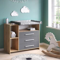 Wickelkommode "Oskar" Goldkraft Eiche/Anthrazit 113 X 100 Cm Vicco -Vicco m4326 04 ol
