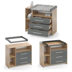 Wickelkommode "Oskar" Goldkraft Eiche/Anthrazit 113 X 100 Cm Vicco -Vicco m4326 07 ol