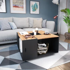 Couchtisch "Anton" Anthrazit/Goldkraft Eiche 80 X 43 Cm Vicco -Vicco m4327 04 ol