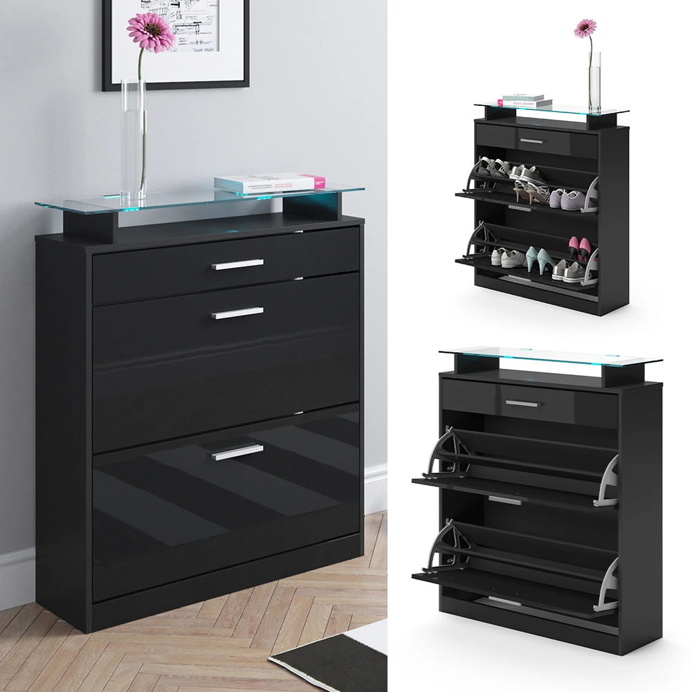 Schuhkipper "Alex" Schwarz Hochglanz 89 X 104 Cm Vicco 4 Schuhkipper "Alex" Schwarz Hochglanz 89 X 104 Cm Vicco – Bild 2