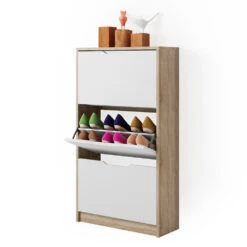 Schuhkipper "Luca" Weiß/Sonoma/Weiß 59 X 105 Cm 3 Fächer Vicco 15 Schuhkipper "Luca" Weiß/Sonoma/Weiß 59 X 105 Cm 3 Fächer Vicco -Vicco m4387 07 ol