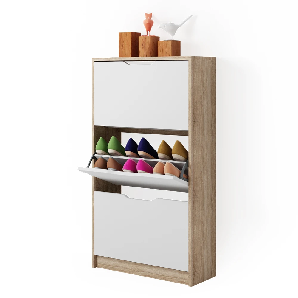 Schuhkipper "Luca" Weiß/Sonoma/Weiß 59 X 105 Cm 3 Fächer Vicco 9 Schuhkipper "Luca" Weiß/Sonoma/Weiß 59 X 105 Cm 3 Fächer Vicco – Bild 7