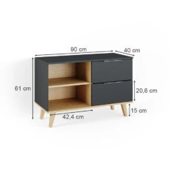 Lowboard "Nautica" Anthrazit/Buche 90 X 61 Cm Vicco -Vicco m4391 03 ol