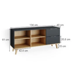 Lowboard "Nautica" Anthrazit/Buche 134 X 61 Cm Vicco -Vicco m4392 03 ol