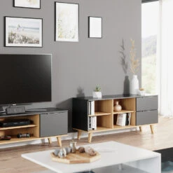 Lowboard "Nautica" Anthrazit/Buche 134 X 61 Cm Vicco -Vicco m4392 04 ol