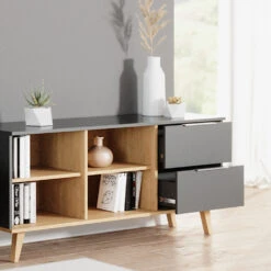 Lowboard "Nautica" Anthrazit/Buche 134 X 61 Cm Vicco -Vicco m4392 05 ol