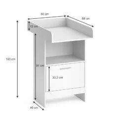 Wickelkommode "Leo" Weiß 60 X 103 Cm Mit Schublade Vicco -Vicco m4397 03 ol