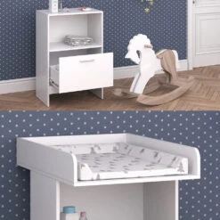 Wickelkommode "Leo" Weiß 60 X 103 Cm Mit Schublade Vicco -Vicco m4397 05 ol