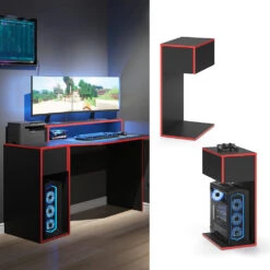 Gaming Tisch "Kron" Rot/Schwarz 30 X 45 Cm Vicco -Vicco m4422 02 ol