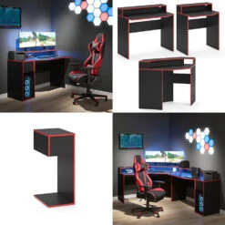 Gaming Tisch "Kron" Rot/Schwarz 30 X 45 Cm Vicco -Vicco m4422 08 ol