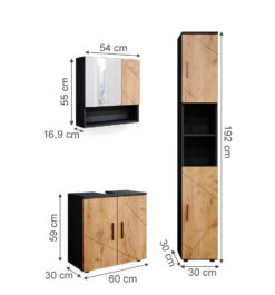 Badmöbel Set "Irma" Anthrazit/Eiche 3 Teile, Mit Hochschrank Vicco 11 Badmöbel Set "Irma" Anthrazit/Eiche 3 Teile, Mit Hochschrank Vicco -Vicco m4429 03 ol