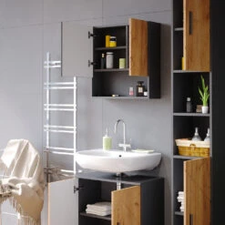 Badmöbel Set "Irma" Anthrazit/Eiche 3 Teile, Mit Hochschrank Vicco 13 Badmöbel Set "Irma" Anthrazit/Eiche 3 Teile, Mit Hochschrank Vicco -Vicco m4429 05 ol