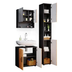 Badmöbel Set "Irma" Anthrazit/Eiche 3 Teile, Mit Hochschrank Vicco 15 Badmöbel Set "Irma" Anthrazit/Eiche 3 Teile, Mit Hochschrank Vicco -Vicco m4429 07 ol