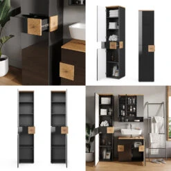 Badschrank "Eden" Anthrazit/Artisan-Eiche 40 X 184 Cm Vicco -Vicco m4454 08 ol