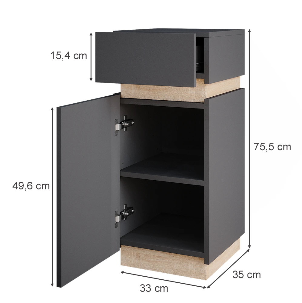 Midischrank "Gloria" Anthrazit/Sonoma 33 X 75.5 Cm Vicco 5 Midischrank "Gloria" Anthrazit/Sonoma 33 X 75.5 Cm Vicco – Bild 3