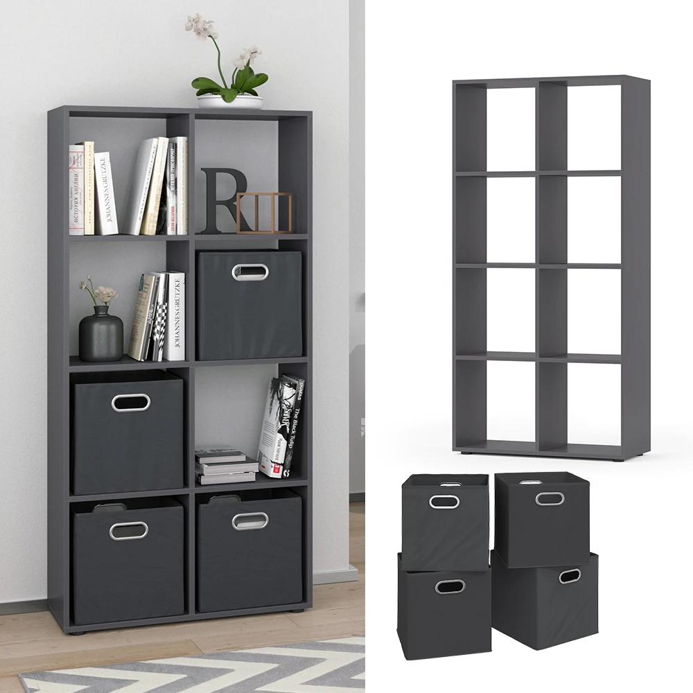 Raumteiler "Scutum" Grau 72 X 143 Cm Mit 4 Faltboxen Vicco 4 Raumteiler "Scutum" Grau 72 X 143 Cm Mit 4 Faltboxen Vicco – Bild 2