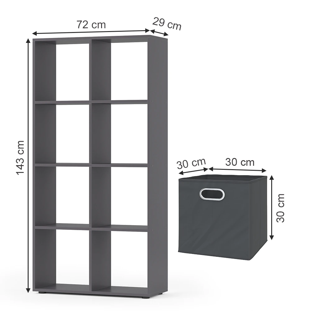 Raumteiler "Scutum" Grau 72 X 143 Cm Mit 4 Faltboxen Vicco 5 Raumteiler "Scutum" Grau 72 X 143 Cm Mit 4 Faltboxen Vicco – Bild 3