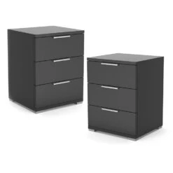 Nachttisch "Florenz" Schwarz 46 X 60 Cm 2er Set Vitalispa