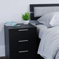 Nachttisch "Florenz" Schwarz 46 X 60 Cm 2er Set Vitalispa -Vicco m456 05 ol