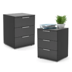 Nachttisch "Florenz" Schwarz 46 X 60 Cm 2er Set Vitalispa -Vicco m456 07 ol