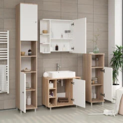 Waschbeckenunterschrank "Fynn" Sonoma/Weiß 60 X 54 Cm Vicco 12 Waschbeckenunterschrank "Fynn" Sonoma/Weiß 60 X 54 Cm Vicco -Vicco m465 04 ol