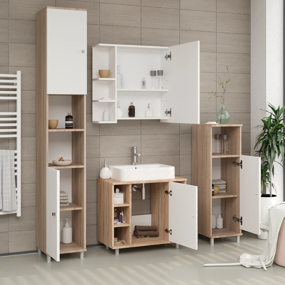 Waschbeckenunterschrank "Fynn" Sonoma/Weiß 60 X 54 Cm Vicco 6 Waschbeckenunterschrank "Fynn" Sonoma/Weiß 60 X 54 Cm Vicco – Bild 4