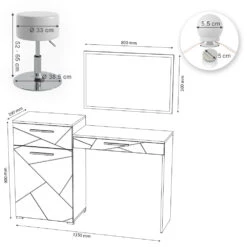 Schminktisch "Irma" Weiß 135 Cm Mit LED Beleuchtung Und Hocker Vicco 12 Schminktisch "Irma" Weiß 135 Cm Mit LED Beleuchtung Und Hocker Vicco -Vicco m4712 hw l 03 ol