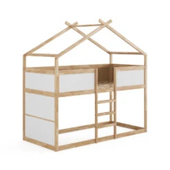 Etagenbett "Merlin" Weiß/Naturholz/Naturholz 90x200 Cm Vitalispa