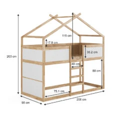 Etagenbett "Merlin" Weiß/Naturholz/Naturholz 90x200 Cm Vitalispa -Vicco m4718 03 ol