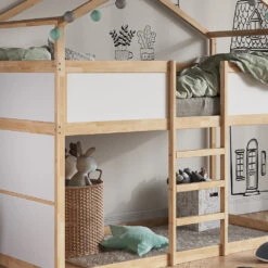 Etagenbett "Merlin" Weiß/Naturholz/Naturholz 90x200 Cm Vitalispa -Vicco m4718 05 ol