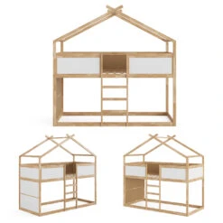 Etagenbett "Merlin" Weiß/Naturholz/Naturholz 90x200 Cm Vitalispa -Vicco m4718 07 ol