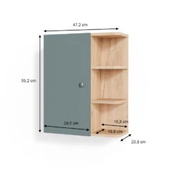 Badschrank "Fynn" Grün/Goldkraft Eiche 47.2 X 59.2 Cm Vicco -Vicco m4745 03 ol