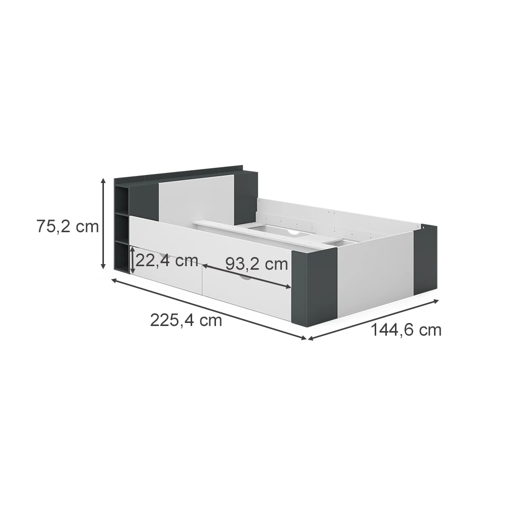 Schlafzimmerbett "Pulsar" Anthrazit/Weiß 140x200 Cm Vitalispa 5 Schlafzimmerbett "Pulsar" Anthrazit/Weiß 140x200 Cm Vitalispa – Bild 3