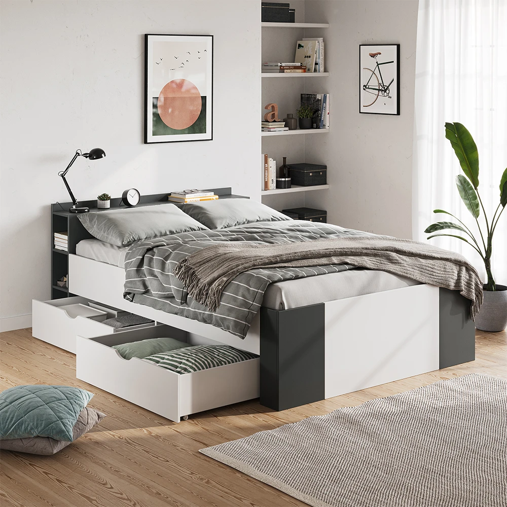 Schlafzimmerbett "Pulsar" Anthrazit/Weiß 140x200 Cm Vitalispa 6 Schlafzimmerbett "Pulsar" Anthrazit/Weiß 140x200 Cm Vitalispa – Bild 4