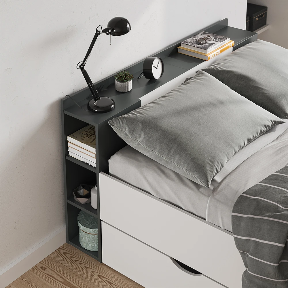 Schlafzimmerbett "Pulsar" Anthrazit/Weiß 140x200 Cm Vitalispa 7 Schlafzimmerbett "Pulsar" Anthrazit/Weiß 140x200 Cm Vitalispa – Bild 5