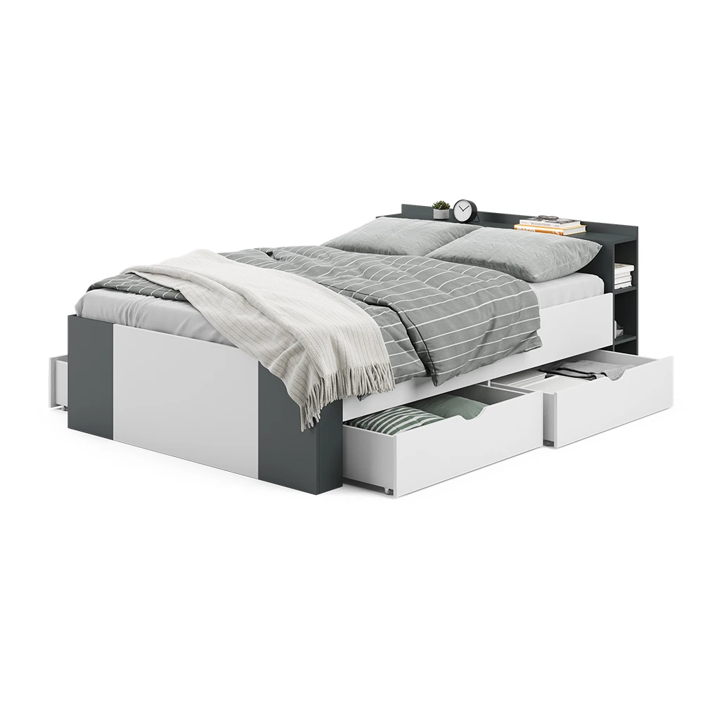 Schlafzimmerbett "Pulsar" Anthrazit/Weiß 140x200 Cm Vitalispa 9 Schlafzimmerbett "Pulsar" Anthrazit/Weiß 140x200 Cm Vitalispa – Bild 7