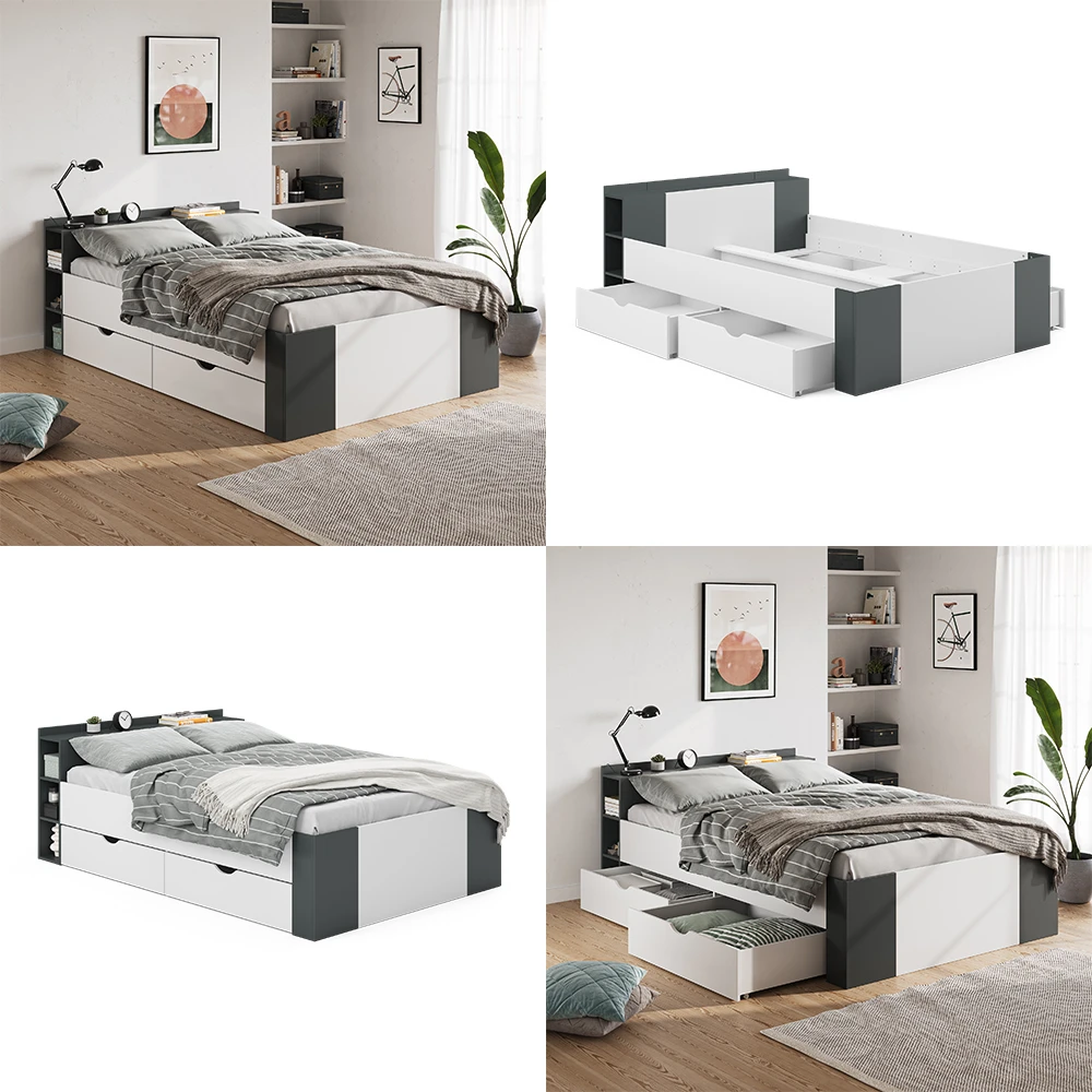 Schlafzimmerbett "Pulsar" Anthrazit/Weiß 140x200 Cm Vitalispa 10 Schlafzimmerbett "Pulsar" Anthrazit/Weiß 140x200 Cm Vitalispa – Bild 8