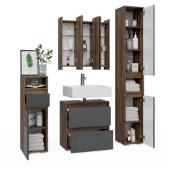 Badmöbel Set "Majest" Anthrazit/Nussbaum 4 Teile Vicco 16 Badmöbel Set "Majest" Anthrazit/Nussbaum 4 Teile Vicco -Vicco m4767 07 ol