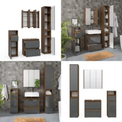 Badmöbel Set "Majest" Anthrazit/Nussbaum 4 Teile Vicco 17 Badmöbel Set "Majest" Anthrazit/Nussbaum 4 Teile Vicco -Vicco m4767 08 ol