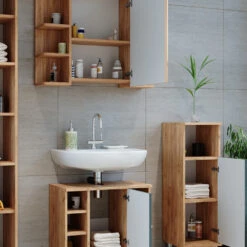 Badmöbel Set "Fynn" Grün/Goldkraft Eiche 3 Teile, Mit Midischrank Vicco 13 Badmöbel Set "Fynn" Grün/Goldkraft Eiche 3 Teile, Mit Midischrank Vicco -Vicco m4771 05 ol