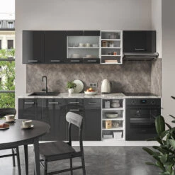 Vicco Küchenzeile "R-Line", Anthrazit Hochglanz/Weiß, 240 Cm Ohne Arbeitsplatte -Vicco m4852 4858 04 ol