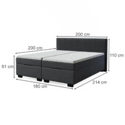 Boxspringbett Anthrazit 214 X 200 Cm Mit Topper Vitalispa -Vicco m4897 03 ol