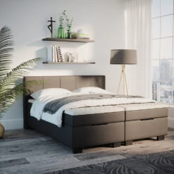 Boxspringbett Anthrazit 214 X 200 Cm Mit Topper Vitalispa -Vicco m4897 04 ol