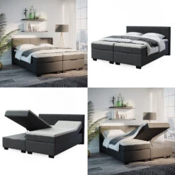 Boxspringbett Anthrazit 214 X 200 Cm Mit Topper Vitalispa -Vicco m4897 08 ol